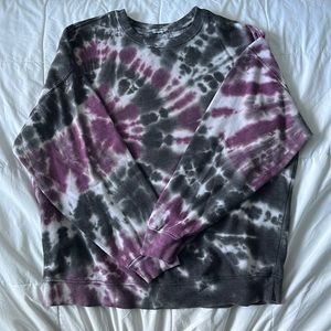 Garage DIY Purple & Grey Tie-Dye Crewneck Sweater